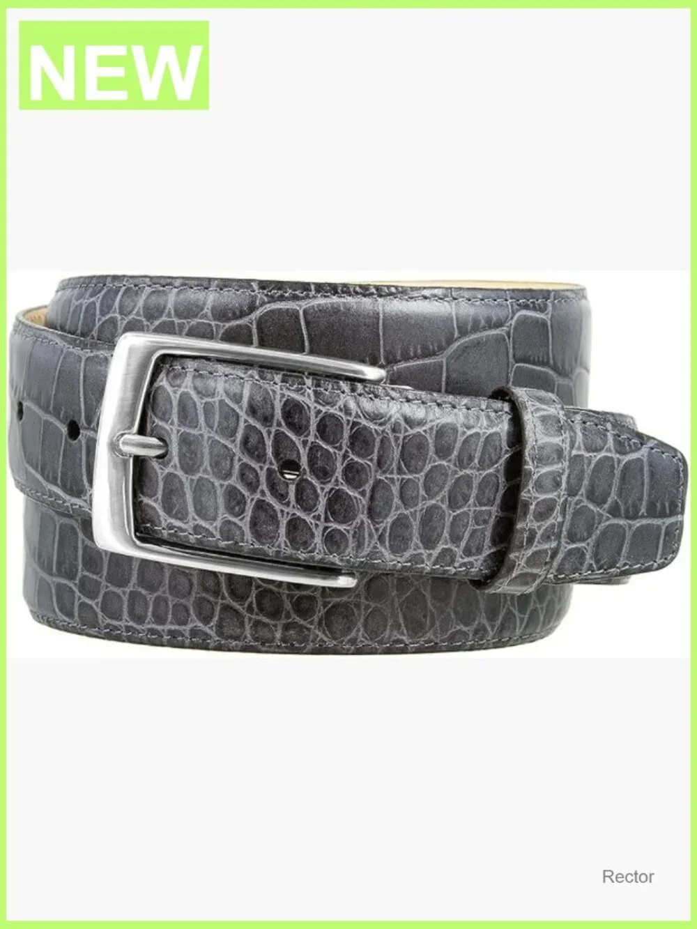 Genuine Full-Grain Cowhide Leather Dress Belt, Nickel Buckle, 1-3/8 Wide